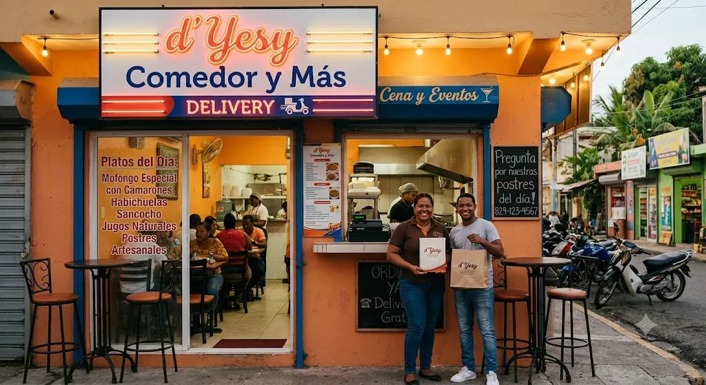 d'Yesy Comedor y Más — Imagen de fachada y letrero, creado por una participante del taller con IA