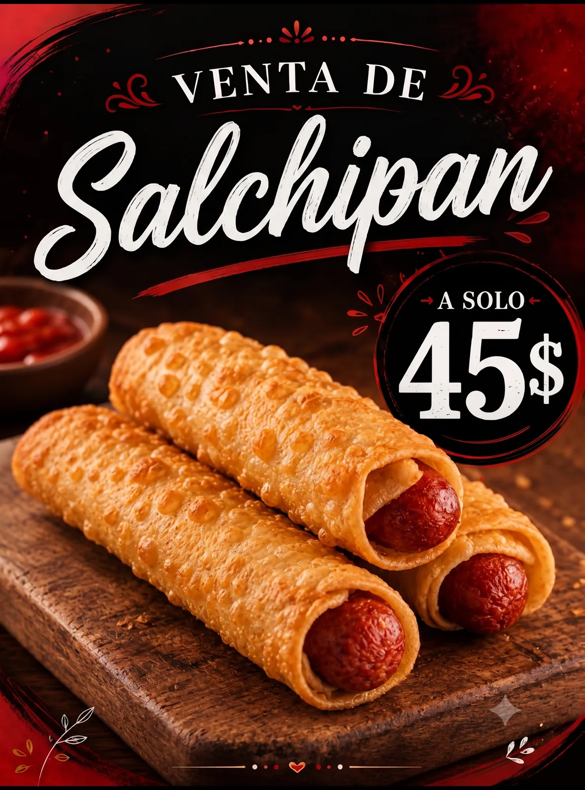Salchipán — Afiche promocional, creado por una participante del taller con IA