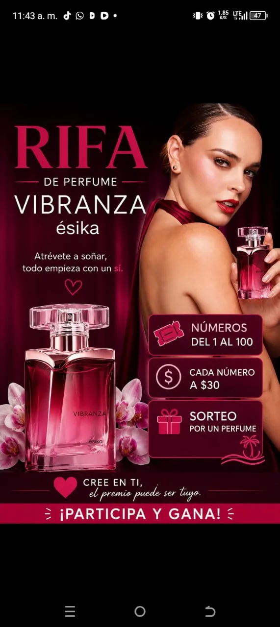 Rifa de perfume — Pieza para redes, creado por una participante del taller con IA